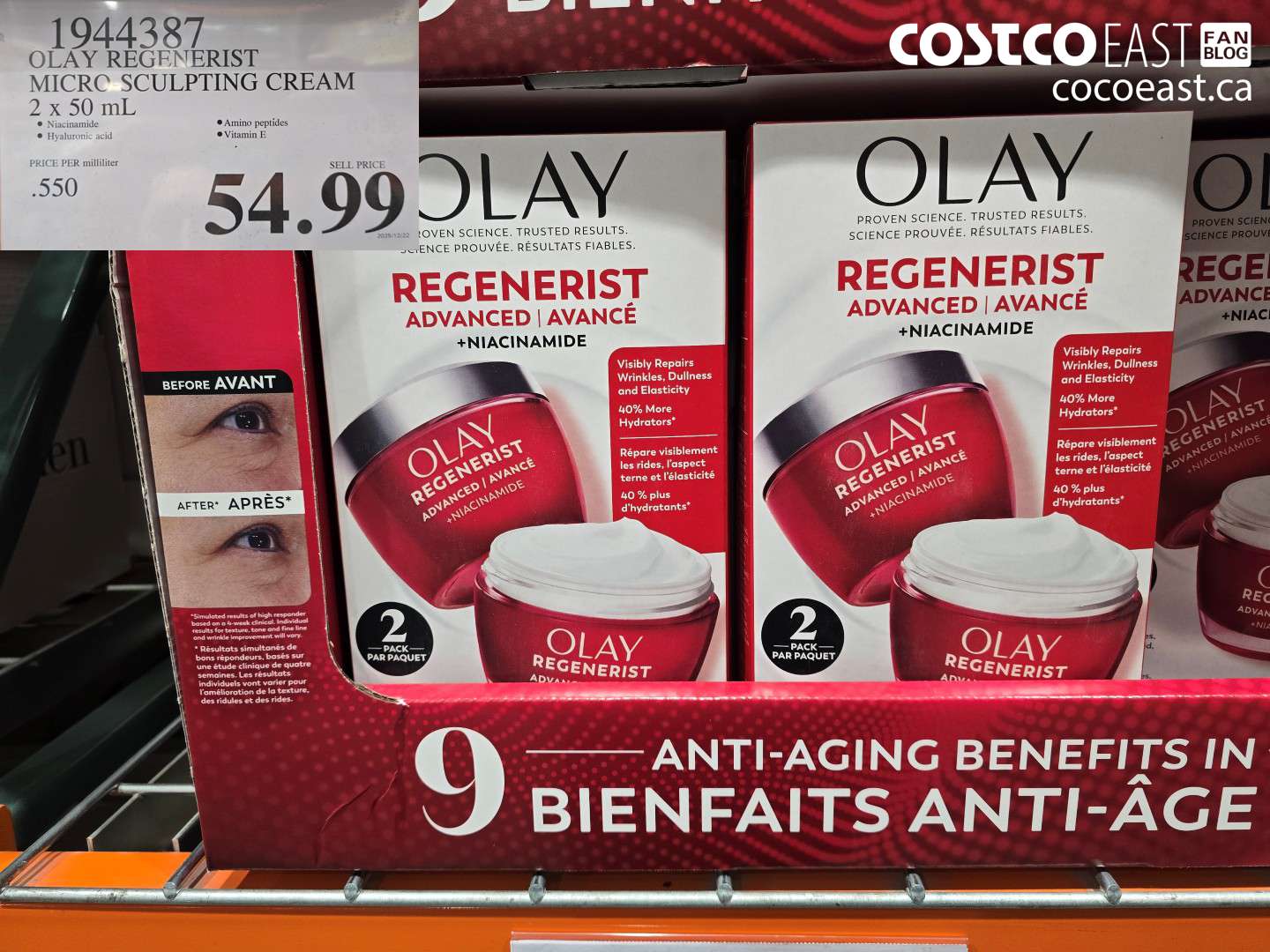 1944387 OLAY REGENERIST MICRO-SCULPTING CREAM 2x 50 ML $54.99