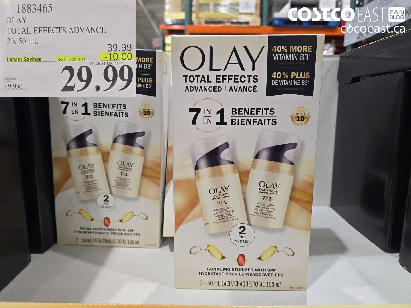 1883465 OLAY TOTAL EFFECTS ADVANCE 2 X 50 ML ($10.00 INSTANT SAVINGS EXPIRES ON 2026-01-18) $29.99