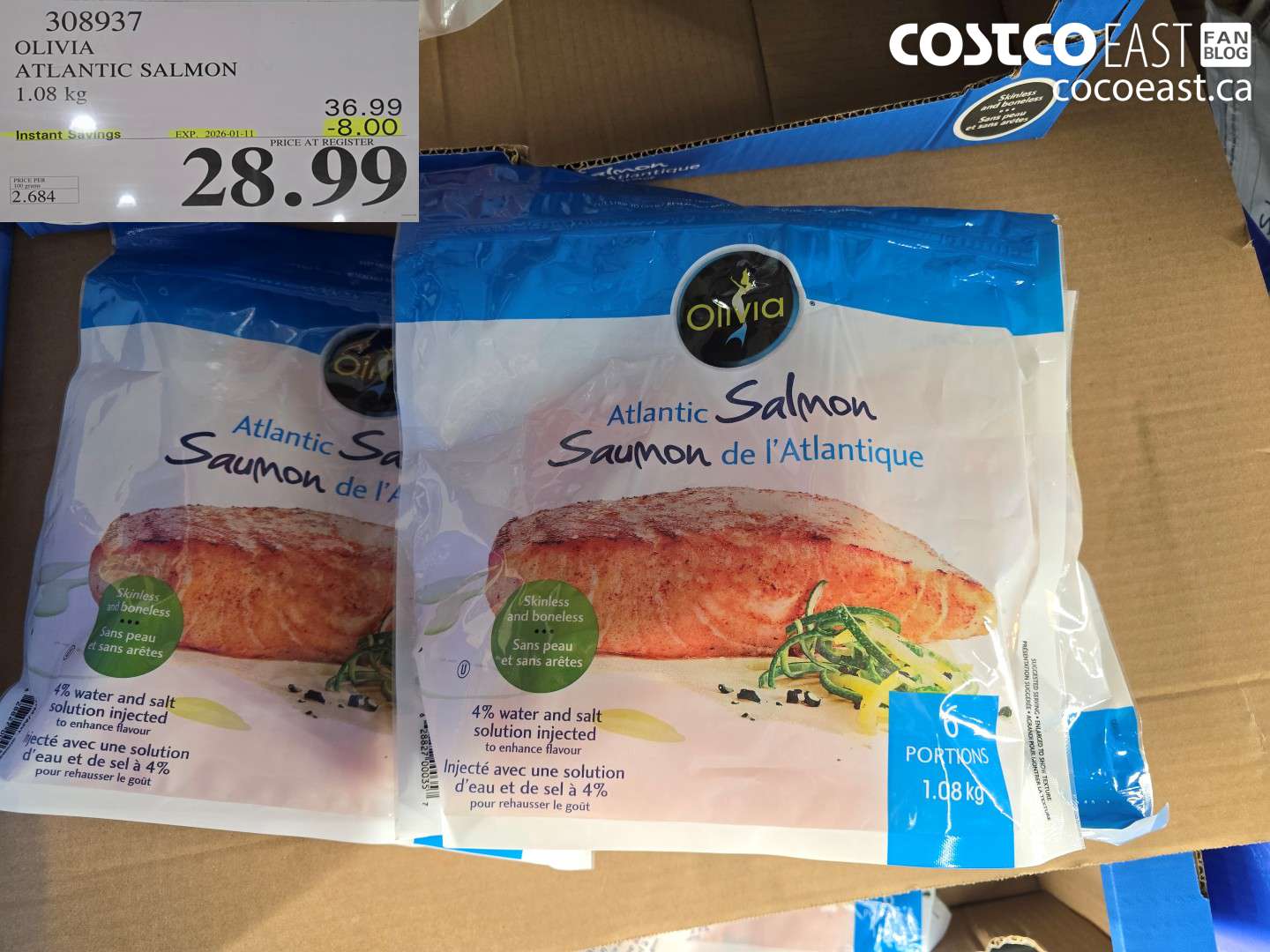 308937 OLIVIA ATLANTIC SALMON 1.08 kg ($8.00 INSTANT SAVINGS EXPIRES ON 2026-01-11) $28.99