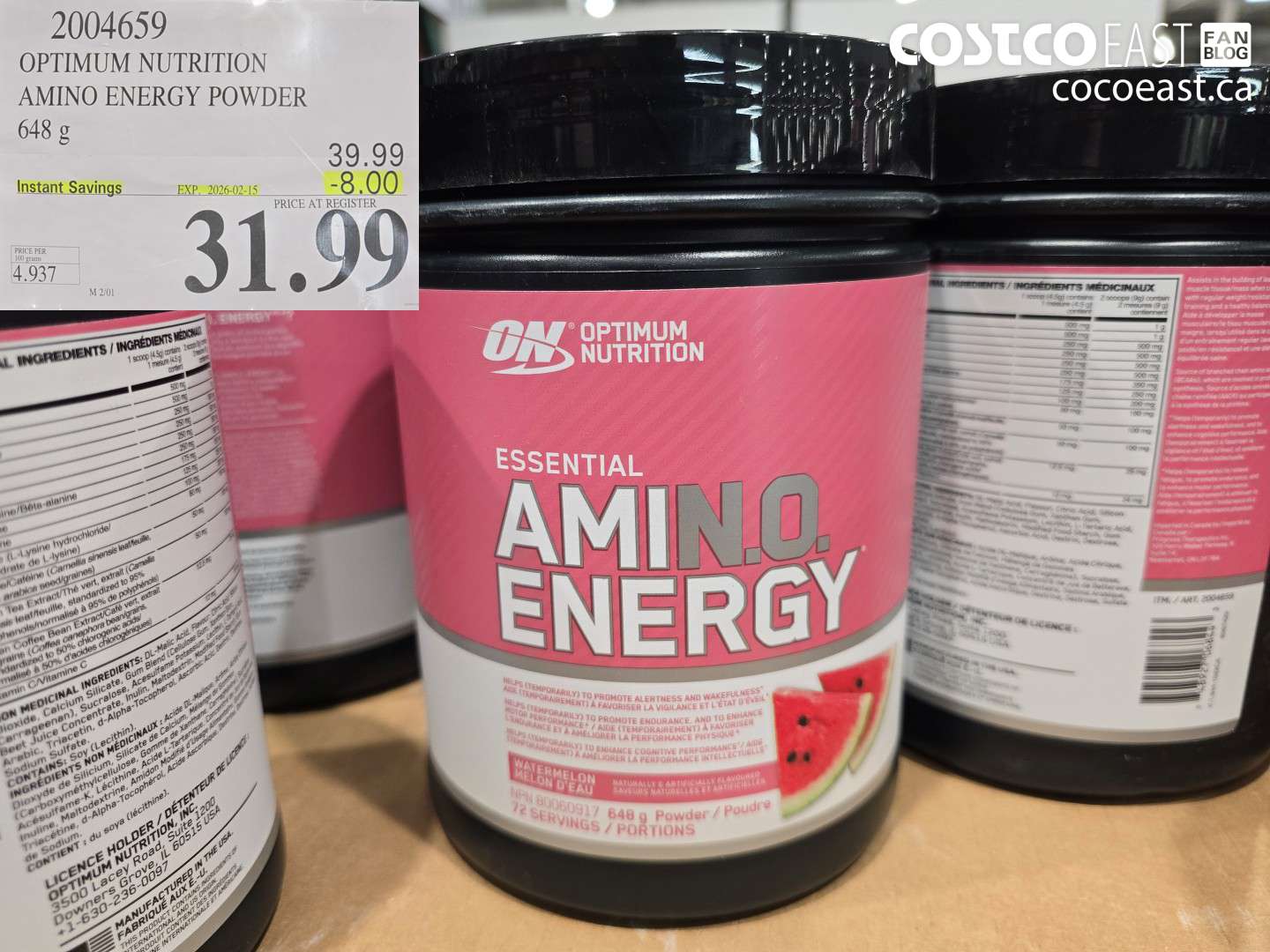 2004659 OPTIMUM NUTRITION AMINO ENERGY POWDER 648 G ($8.00 INSTANT SAVINGS EXPIRES ON 2026-02-15) $31.99