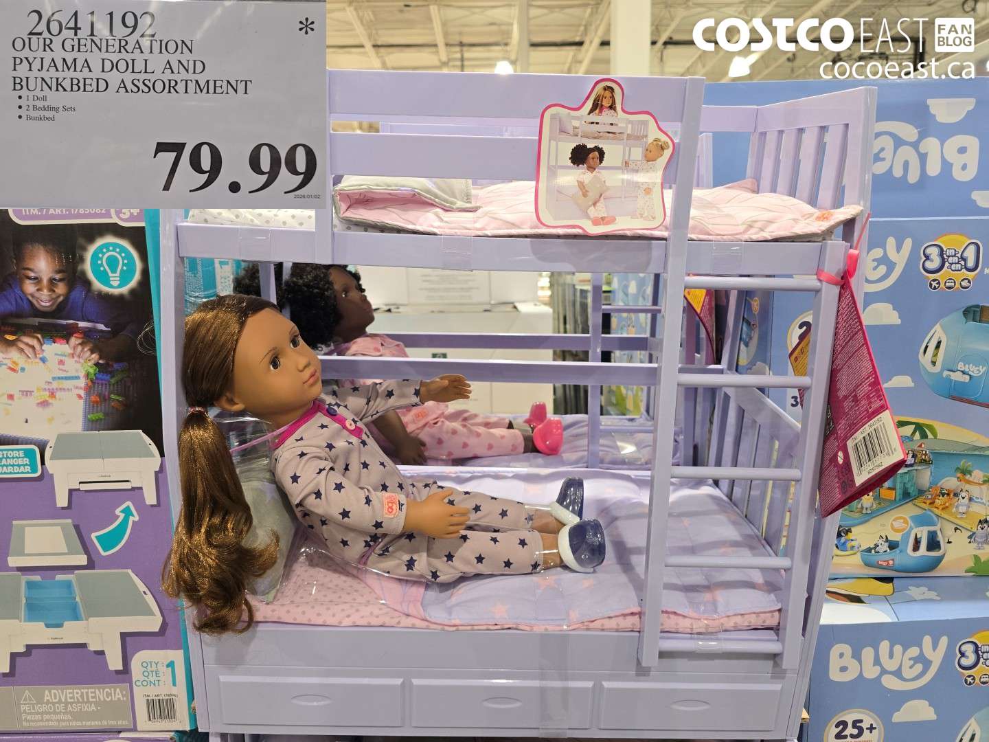 2641192 OUR GENERATION PYJAMA DOLL AND BUNKBED ASSORTMENT $79.99
