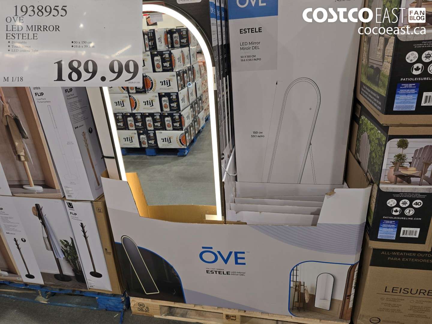 1938955 OVE LED MIRROR ESTELE $189.99