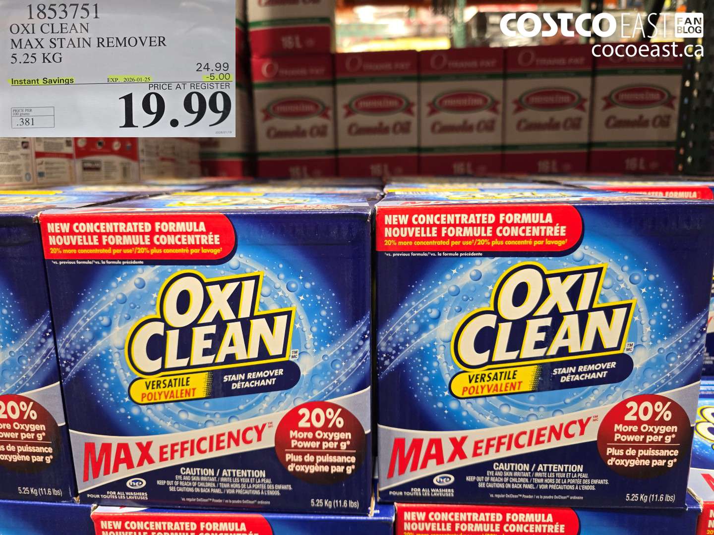 1853751 OXI CLEAN MAX STAIN REMOVER 5.25 KG ($5.00 INSTANT SAVINGS EXPIRES ON 2026-01-25) $19.99