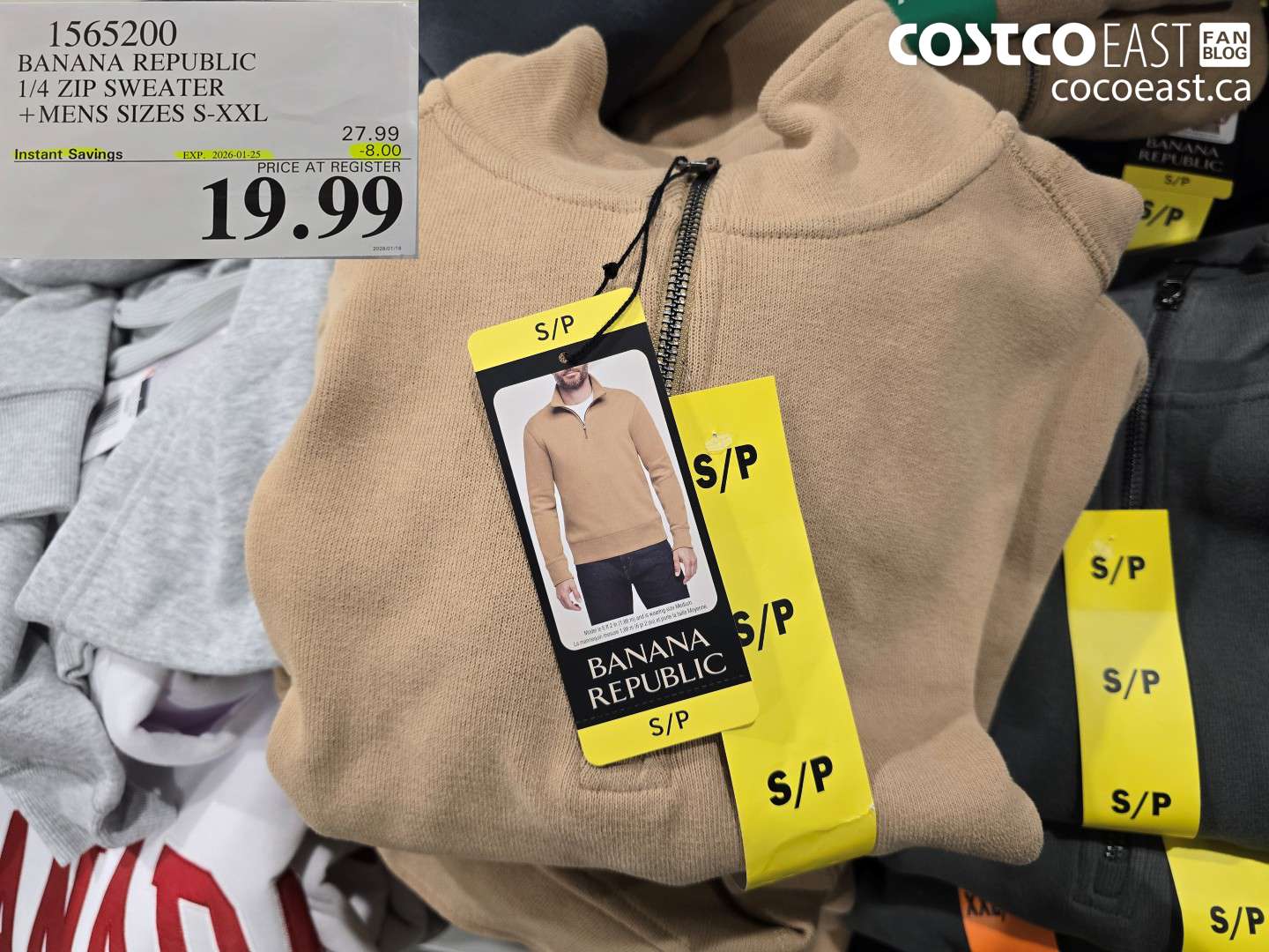 1565200 PANANA REPUBLIC 1/4 ZIP SWEATER +MENS SIZES S-XXL ($8.00 INSTANT SAVINGS EXPIRES ON 2026-01-25) $19.99