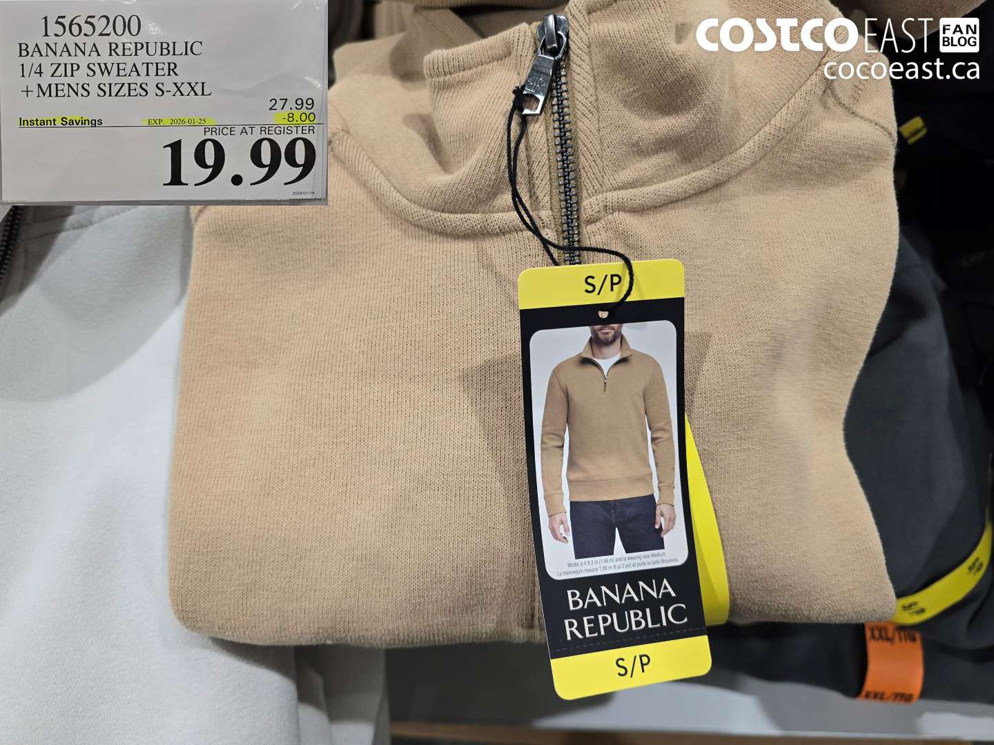 1565200 PANANA REPUBLIC 1/4 ZIP SWEATER +MENS SIZES S-XXL ($8.00 INSTANT SAVINGS EXPIRES ON 2026-01-25) $19.99