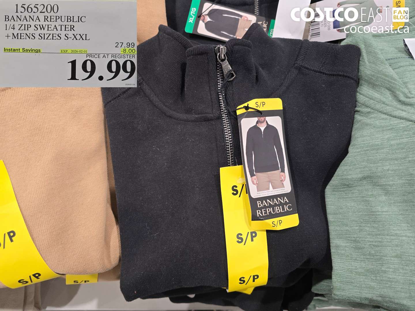1565200 PANANA REPUBLIC 1/4 ZIP SWEATER +MENS SIZES S-XXL ($8.00 INSTANT SAVINGS EXPIRES ON 2026-02-01) $19.99