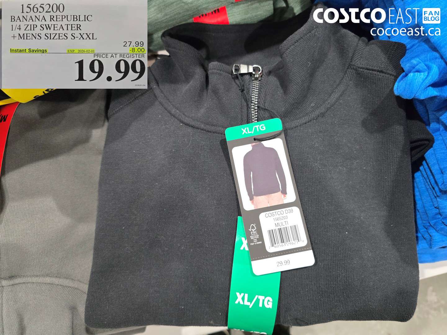 1565200 PANANA REPUBLIC 1/4 ZIP SWEATER +MENS SIZES S-XXL ($8.00 INSTANT SAVINGS EXPIRES ON 2026-02-01) $19.99