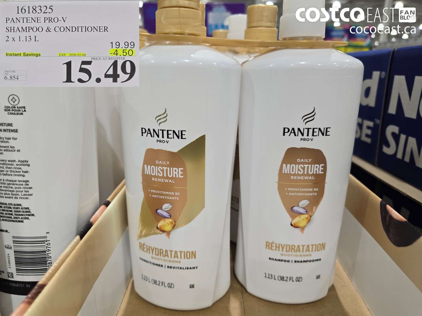 1618325 PANTENE PRO-V SHAMPOO & CONDITIONER 2 x 1.13L ($4.50 INSTANT SAVINGS EXPIRES ON 2026-02-08) $15.49