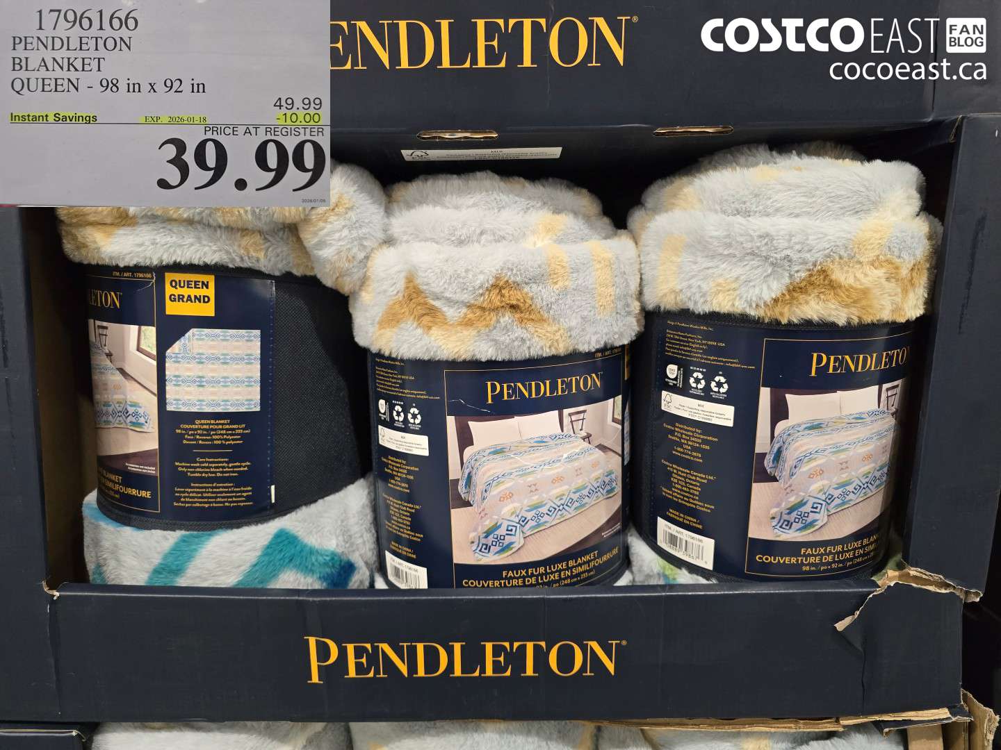 1796166 PENDLETON BLANKET QUEEN 98 IN X 92 IN ($10.00 INSTANT SAVINGS EXPIRES ON 2026-01-18) $39.99