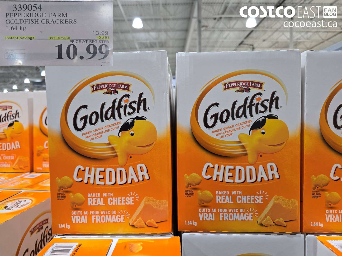 339054 PEPPERIDGE FARM GOLDFISH CHEDDAR 1.64 KG ($3.00 INSTANT SAVINGS EXPIRES ON 2026-01-18) $10.99