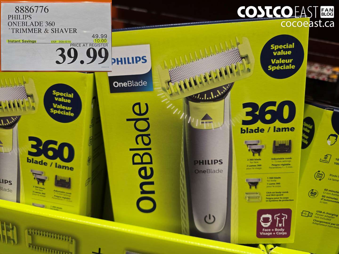 8886776 PHILIPS ONEBLADE 360 TRIMMER & SHAVER ($10.00 INSTANT SAVINGS EXPIRES ON 2026-02-01) $39.99