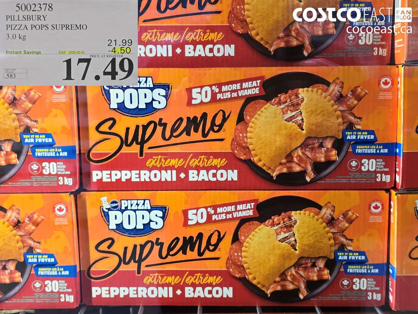 5002378 PILLSBURY PIZZA POPS SUPREMO 3.0 KG ($4.50 INSTANT SAVINGS EXPIRES ON 2026-02-01) $17.49