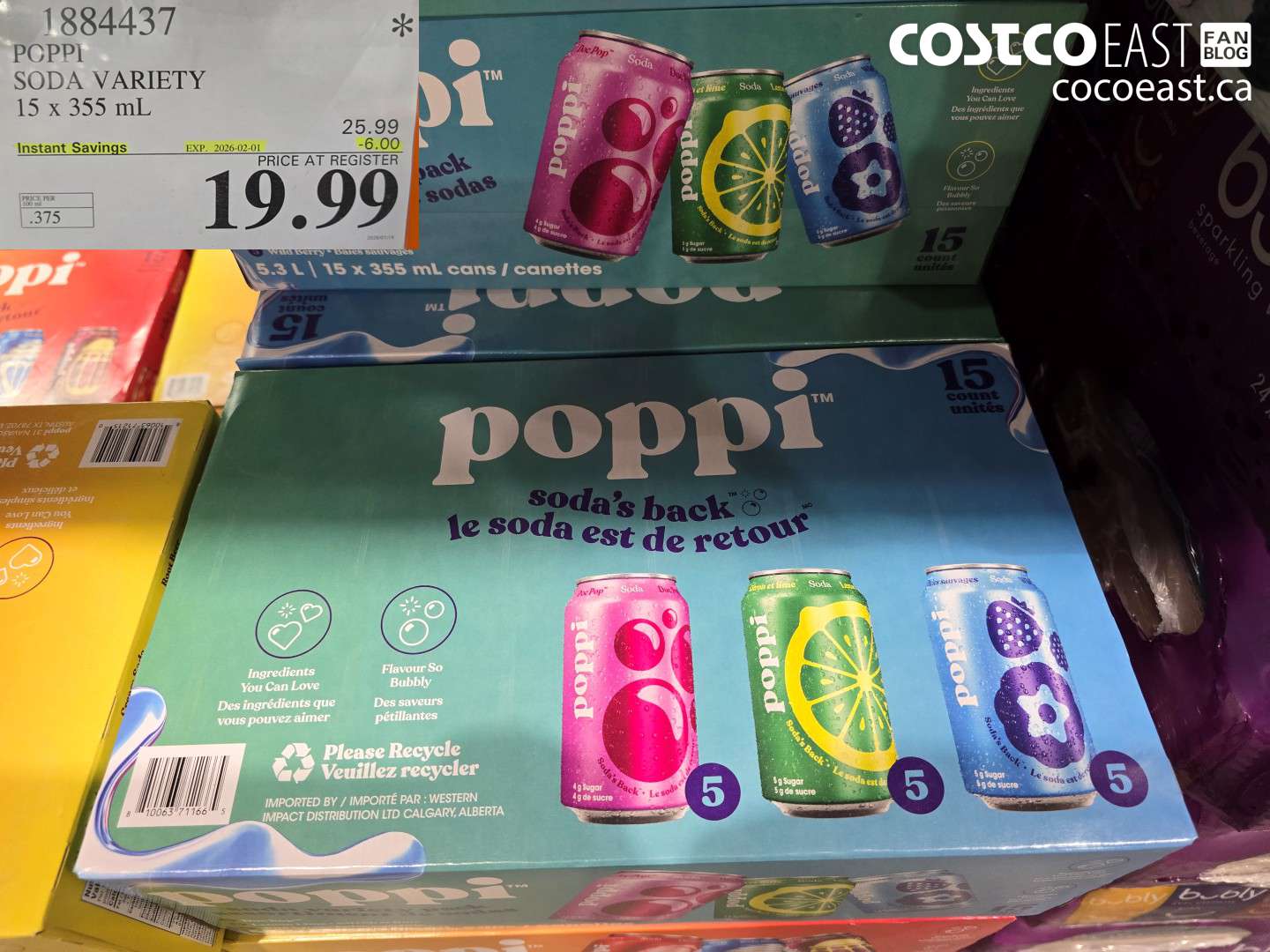 1884437 POPPI SODA VARIETY 15 X 355 ML ($6.00 INSTANT SAVINGS EXPIRES ON 2026-02-01) $19.99