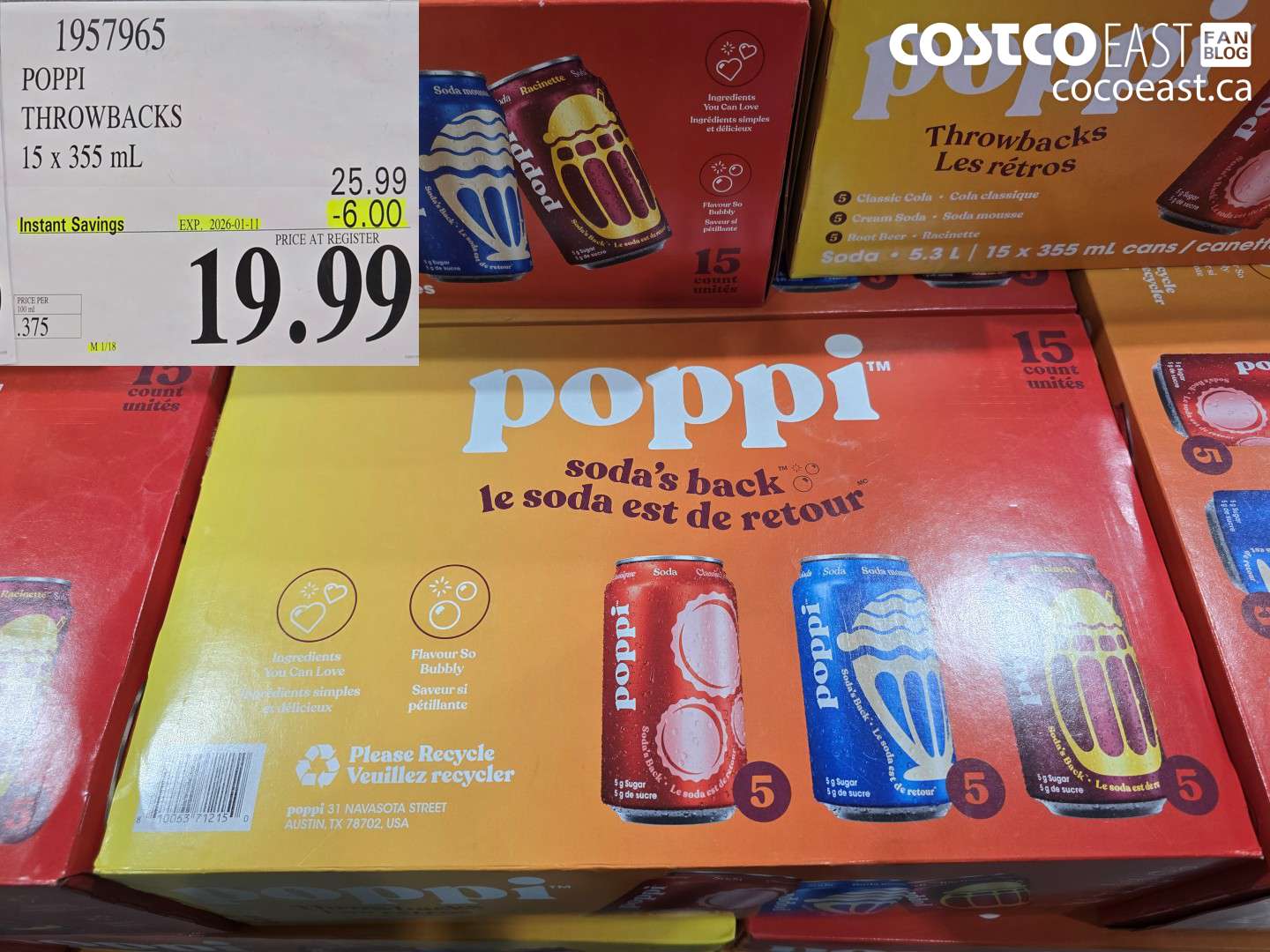1957965 POPPI THROWBACKS 15 X 355 ML ($6.00 INSTANT SAVINGS EXPIRES ON 2026-01-11) $19.99