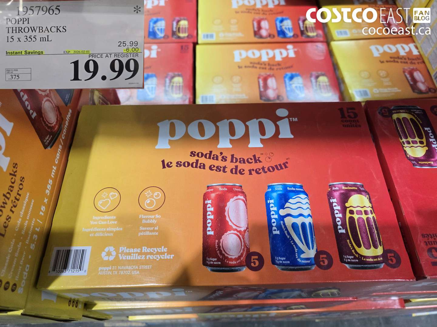 1957965 POPPI THROWBACKS 15 X 355 ML ($6.00 INSTANT SAVINGS EXPIRES ON 2026-02-01) $19.99