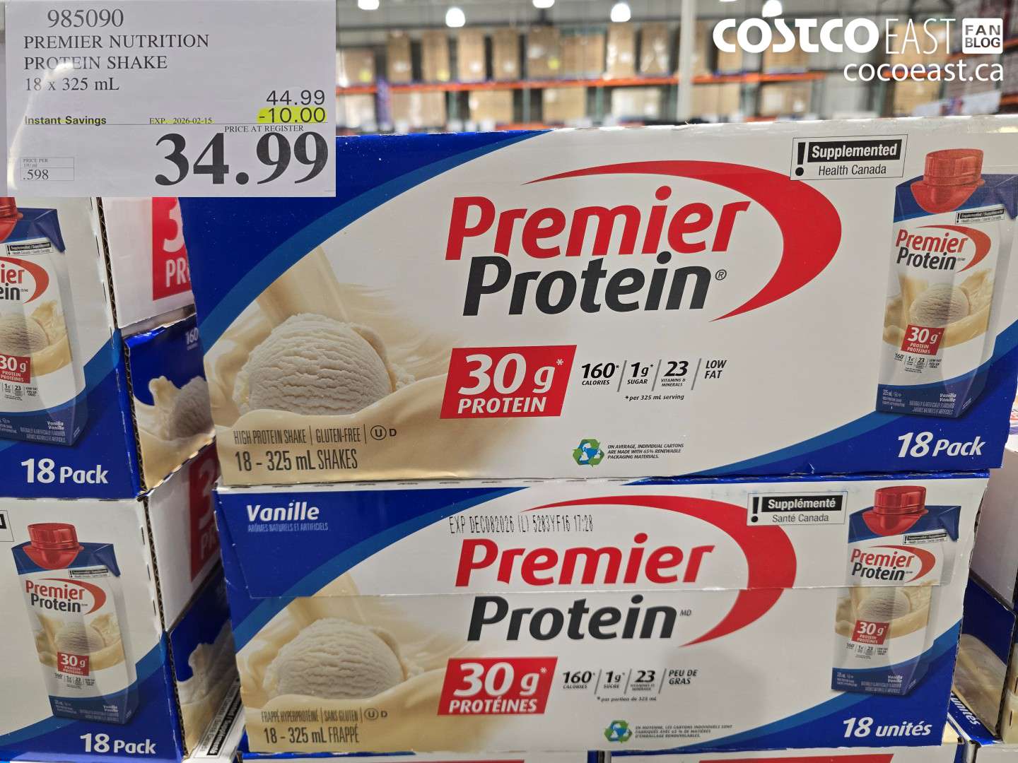 985090 PREMIER NUTRITION PROTEIN SHAKE 18 X 325 ML ($10.00 INSTANT SAVINGS EXPIRES ON 2026-02-15) $34.99