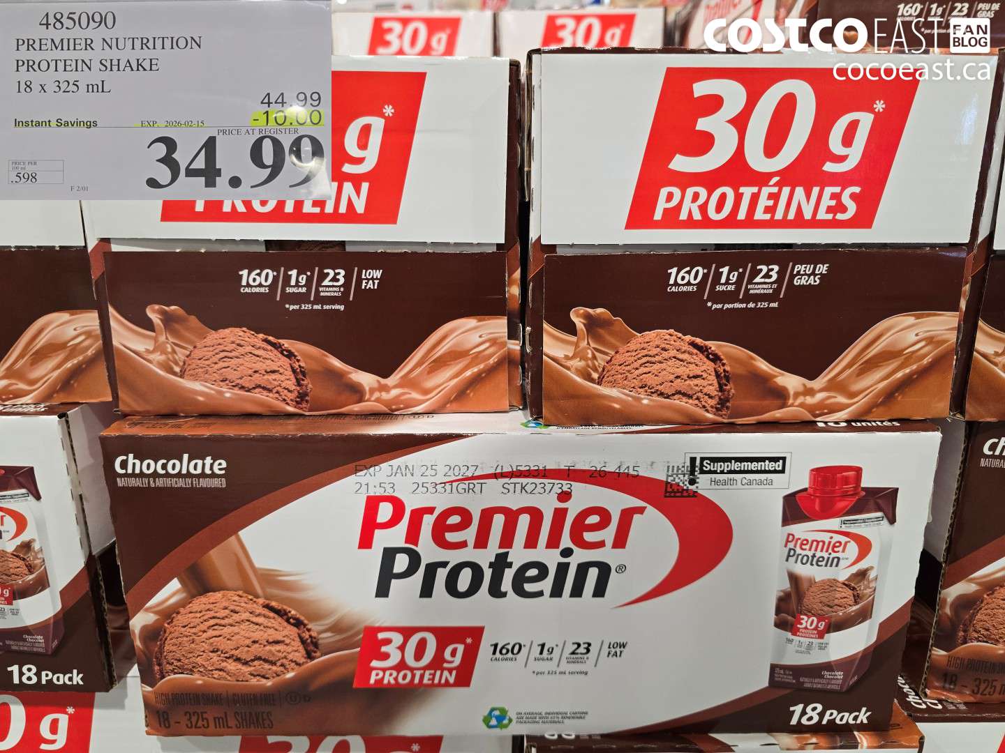 485090 PREMIER NUTRITION PROTEIN SHAKE 18 x 325 mL ($10.00 INSTANT SAVINGS EXPIRES ON 2026-02-15) $34.99