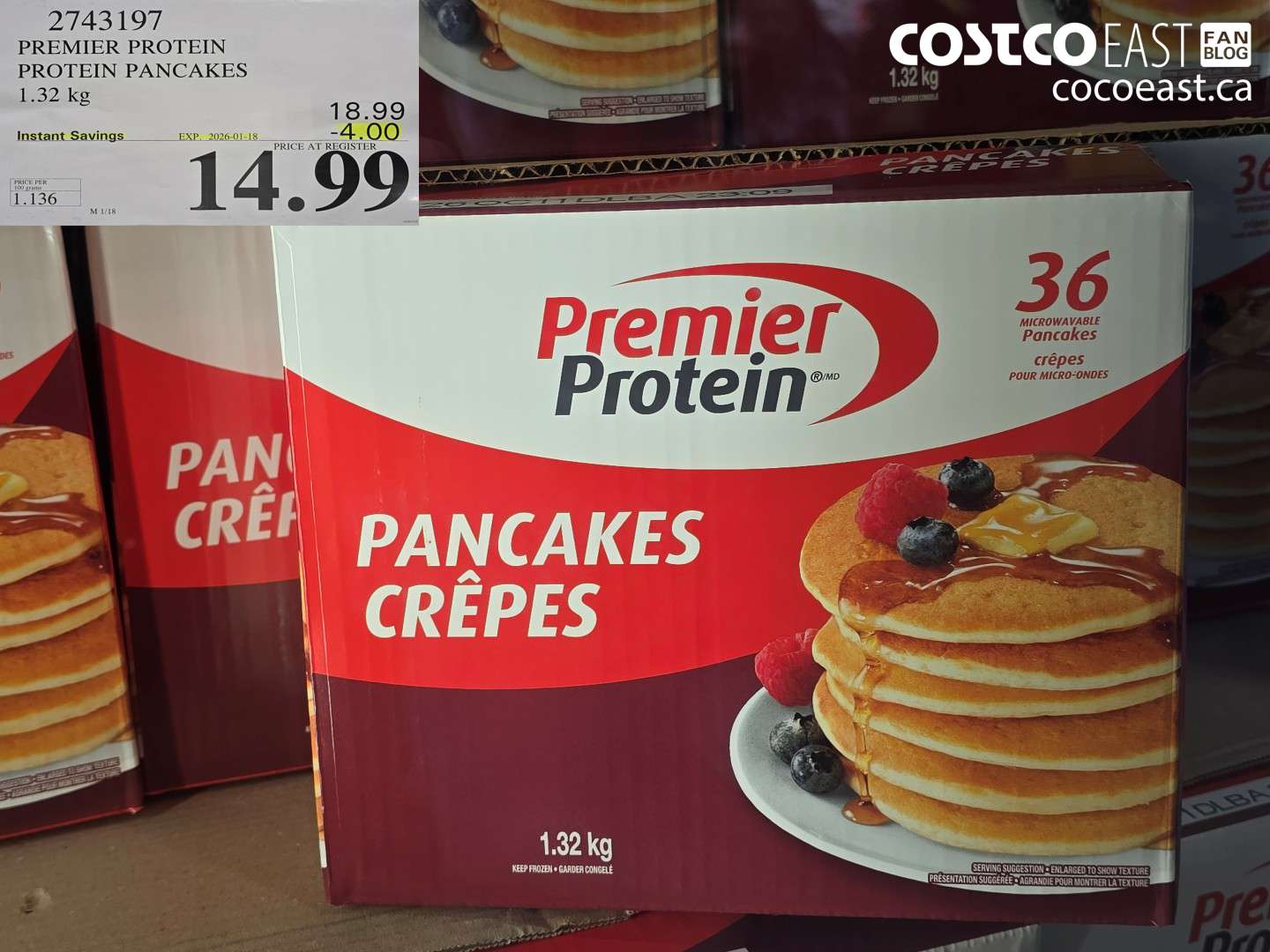 2743197 PREMIER PROTEIN PROTEIN PANCAKES 1.32 KG ($4.00 INSTANT SAVINGS EXPIRES ON 2026-01-18) $14.99