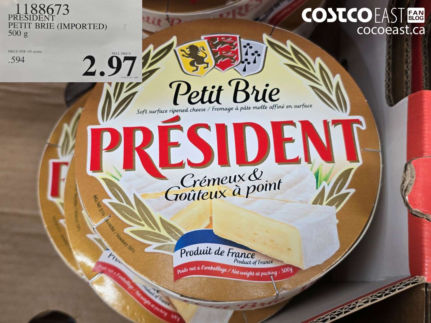1188673 PRESIDENT PETIT BRIE (IMPORTED) 500 g $2.97