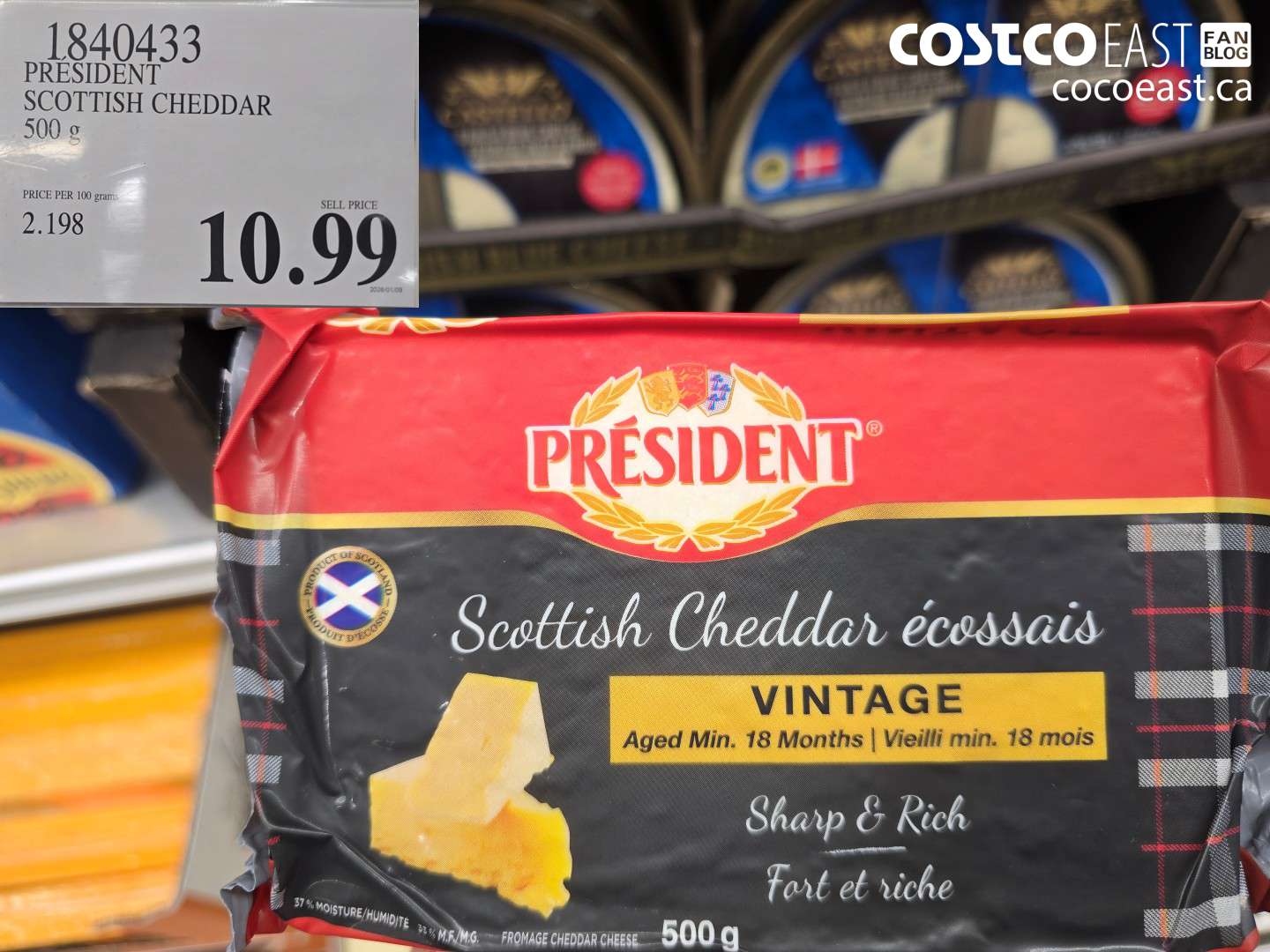 1840433 PRESIDENT SCOTTISH CHEDDAR 500 G $10.99