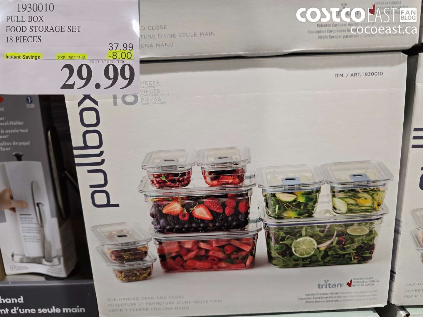 1930010 PULL BOX FOOD STORAGE SET 18 PIECES ($8.00 INSTANT SAVINGS EXPIRES ON 2026-02-08) $29.99