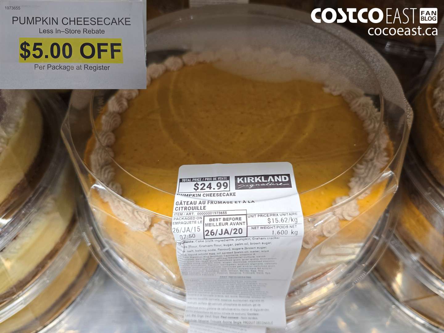 1973655 PUMPKIN CHEESECAKE ($5.00 INSTANT SAVINGS)