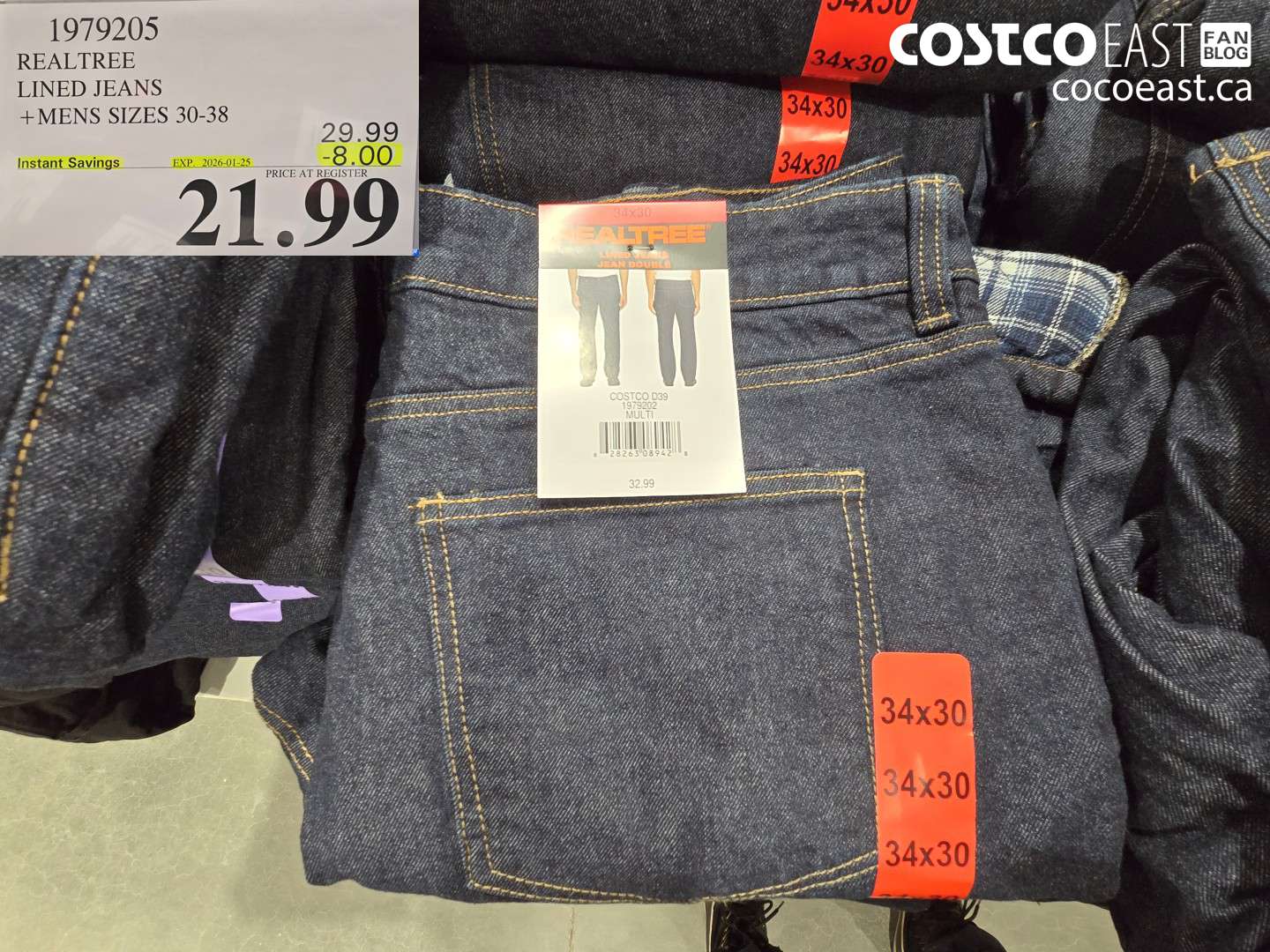 1979205 REALTREE LINED JEANS +MENS SIZES 30-38 ($8.00 INSTANT SAVINGS EXPIRES ON 2026-01-25) $21.99