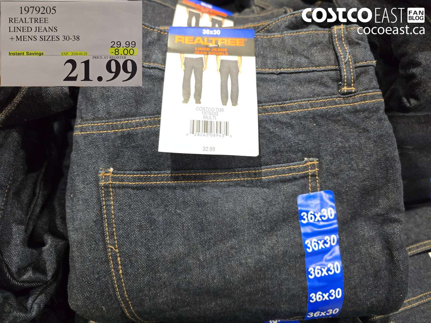 1979205 REALTREE LINED JEANS +MENS SIZES 30-38 ($8.00 INSTANT SAVINGS EXPIRES ON 2026-01-25) $21.99