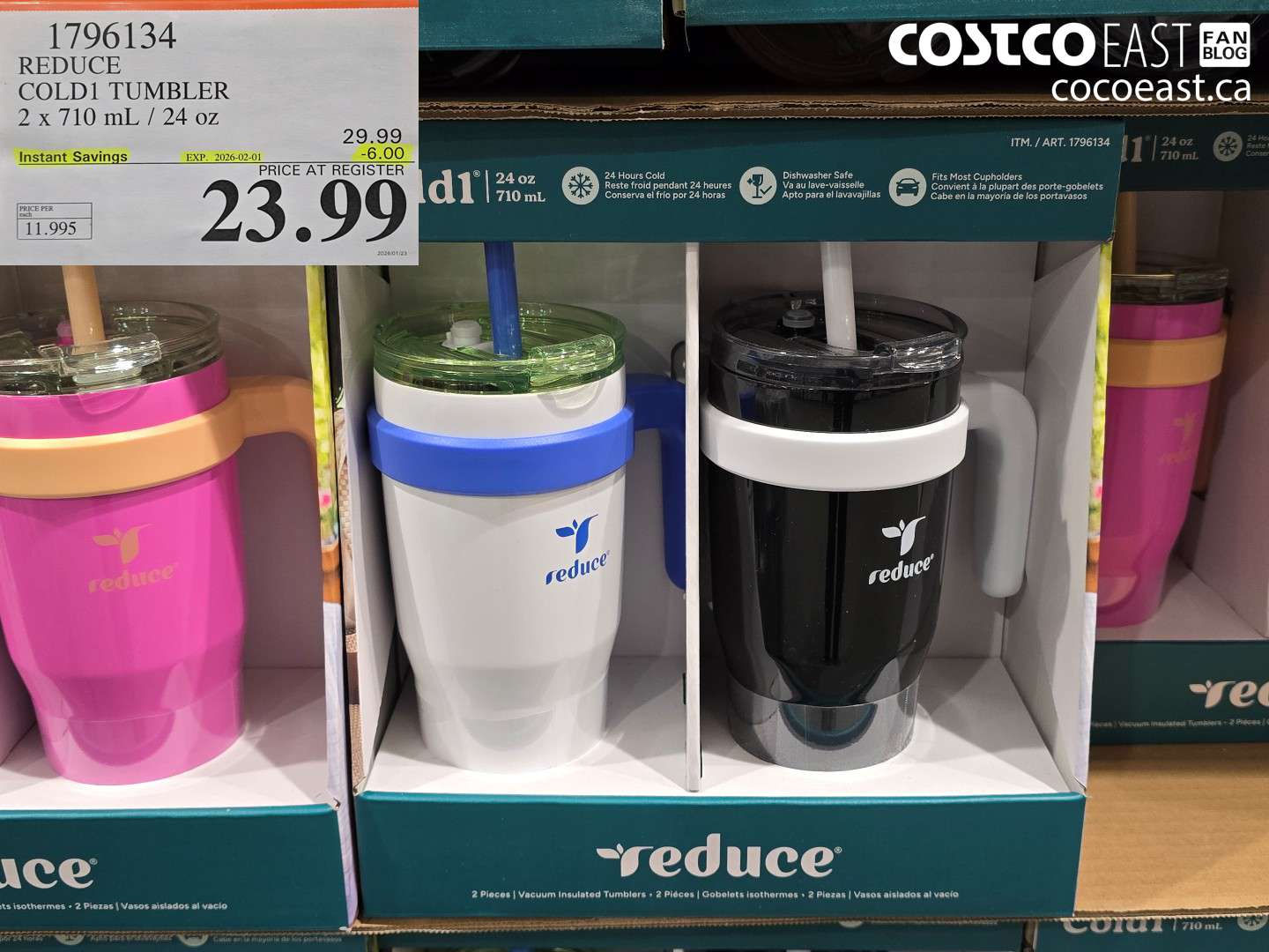 1796134 REDUCE COLD1 TUMBLER 2 x 710 mL / 24 OZ ($6.00 INSTANT SAVINGS EXPIRES ON 2026-02-01) $23.99