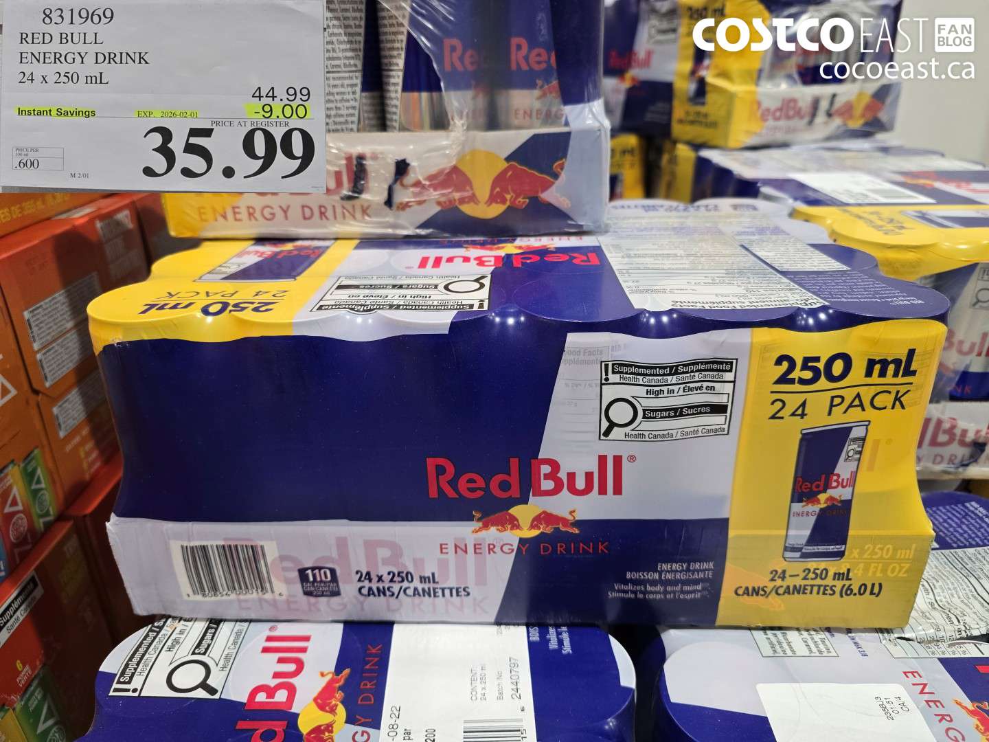 831969 RED BULL ENERGY DRINK 24 x 250 mL ($9.00 INSTANT SAVINGS EXPIRES ON 2026-02-01) $35.99