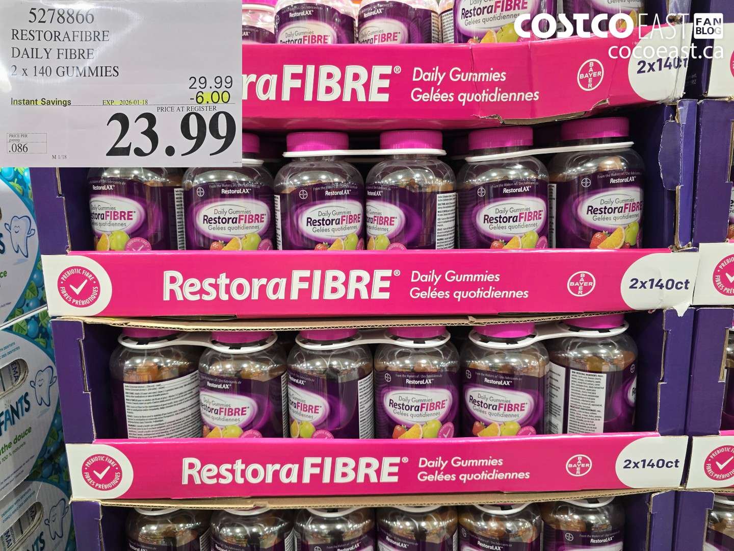5278866 RESTORAFIBRE DAILY FIBRE 2 X 140 GUMMIES ($6.00 INSTANT SAVINGS EXPIRES ON 2026-01-18) $23.99