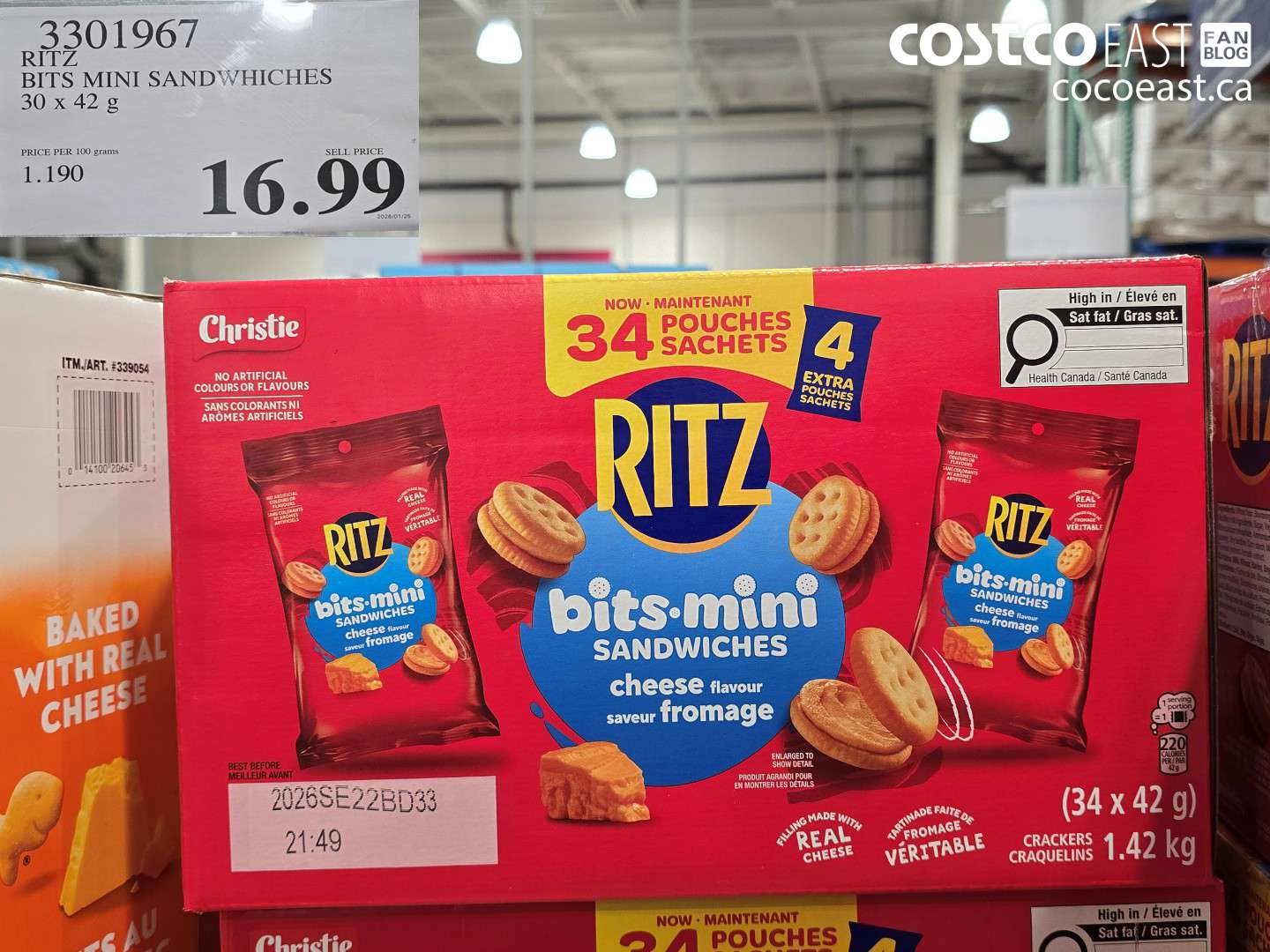 3301967 RITZ BITS MINI SANDWHICHES 30 x 42 g $16.99