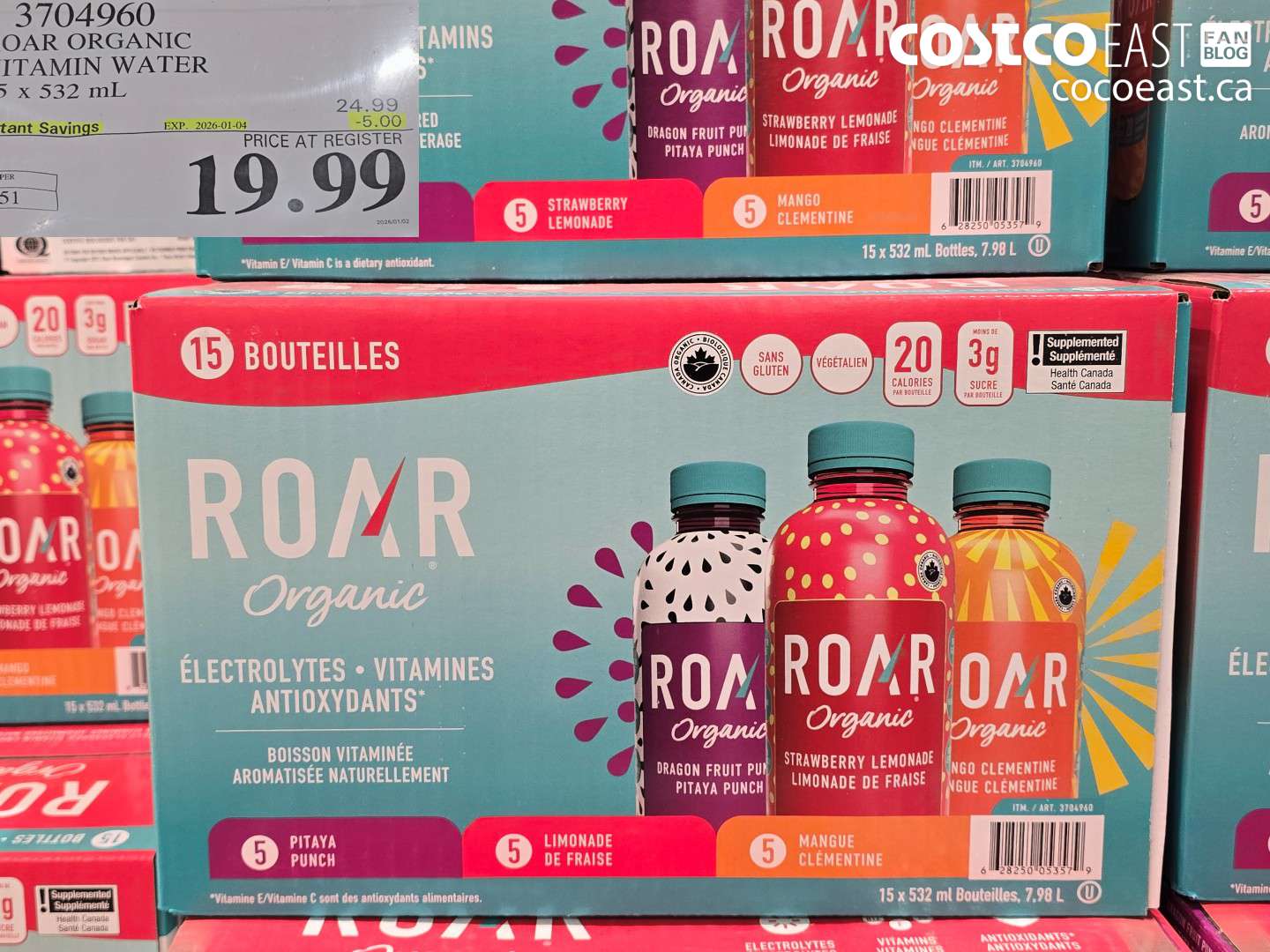 3704960 ROAR ORGANIC VITAMIN WATER 15 x 532 mL ($5.00 INSTANT SAVINGS EXPIRES ON 2026-01-04) $19.99