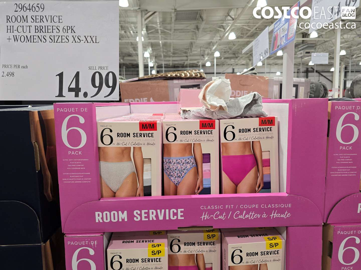 2964659 ROOM SERVICE HI-CUT BRIEFS 6PK +WOMENS SIZES XS-XXL $14.99