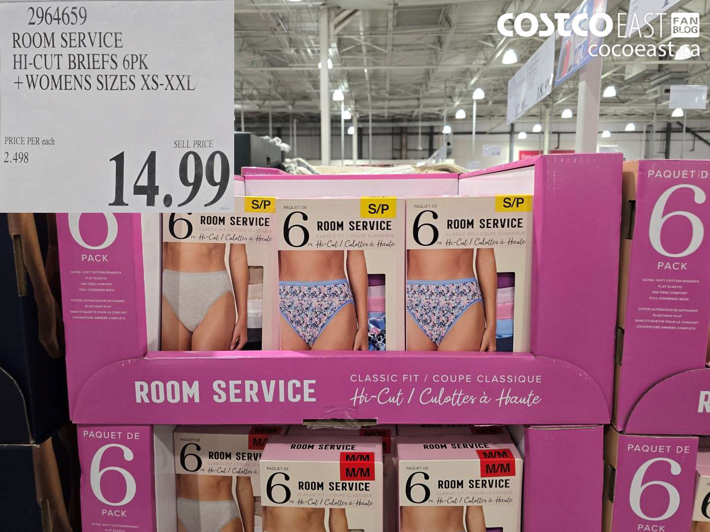 2964659 ROOM SERVICE HI-CUT BRIEFS 6PK + WOMENS SIZES XS-XXL $14.99