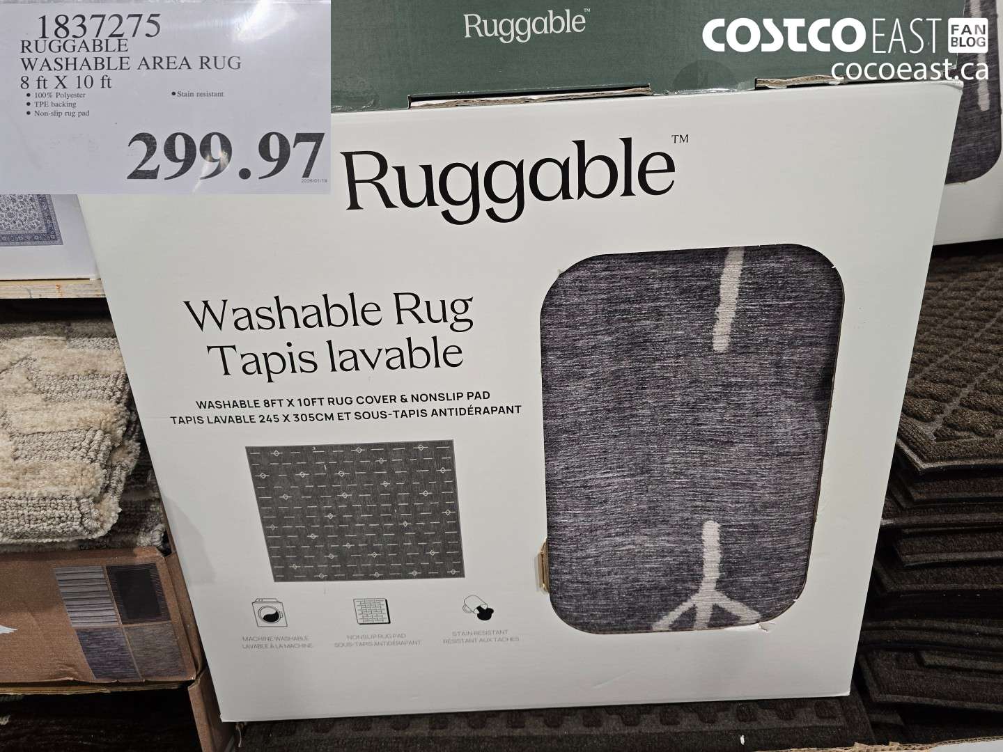 1837275 RUGGABLE WASHABLE AREA RUG 8 FT X 10 FT $299.97