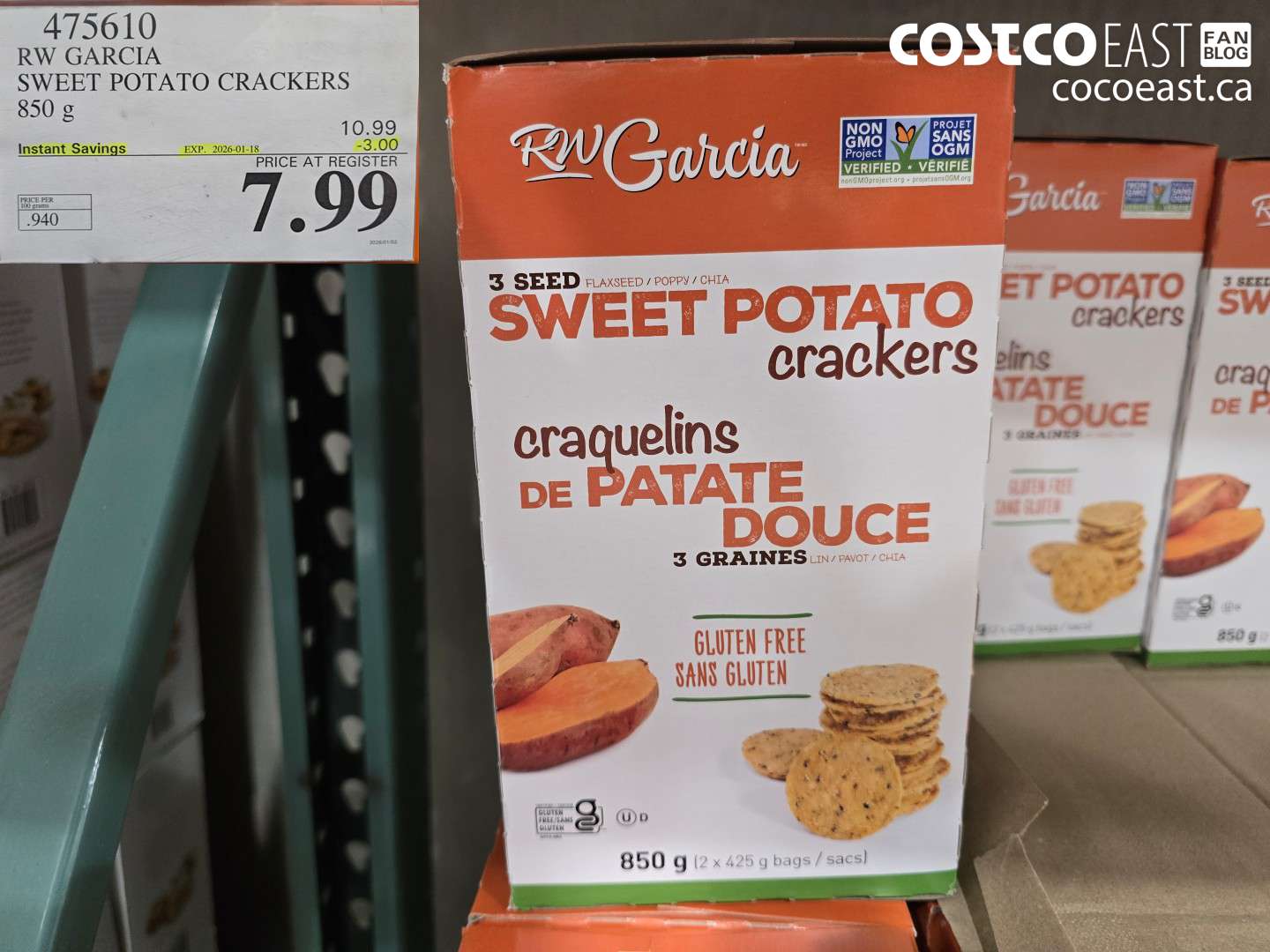 475610 RW GARCIA SWEET POTATO CRACKERS 850 G ($3.00 INSTANT SAVINGS EXPIRES ON 2026-01-18) $7.99