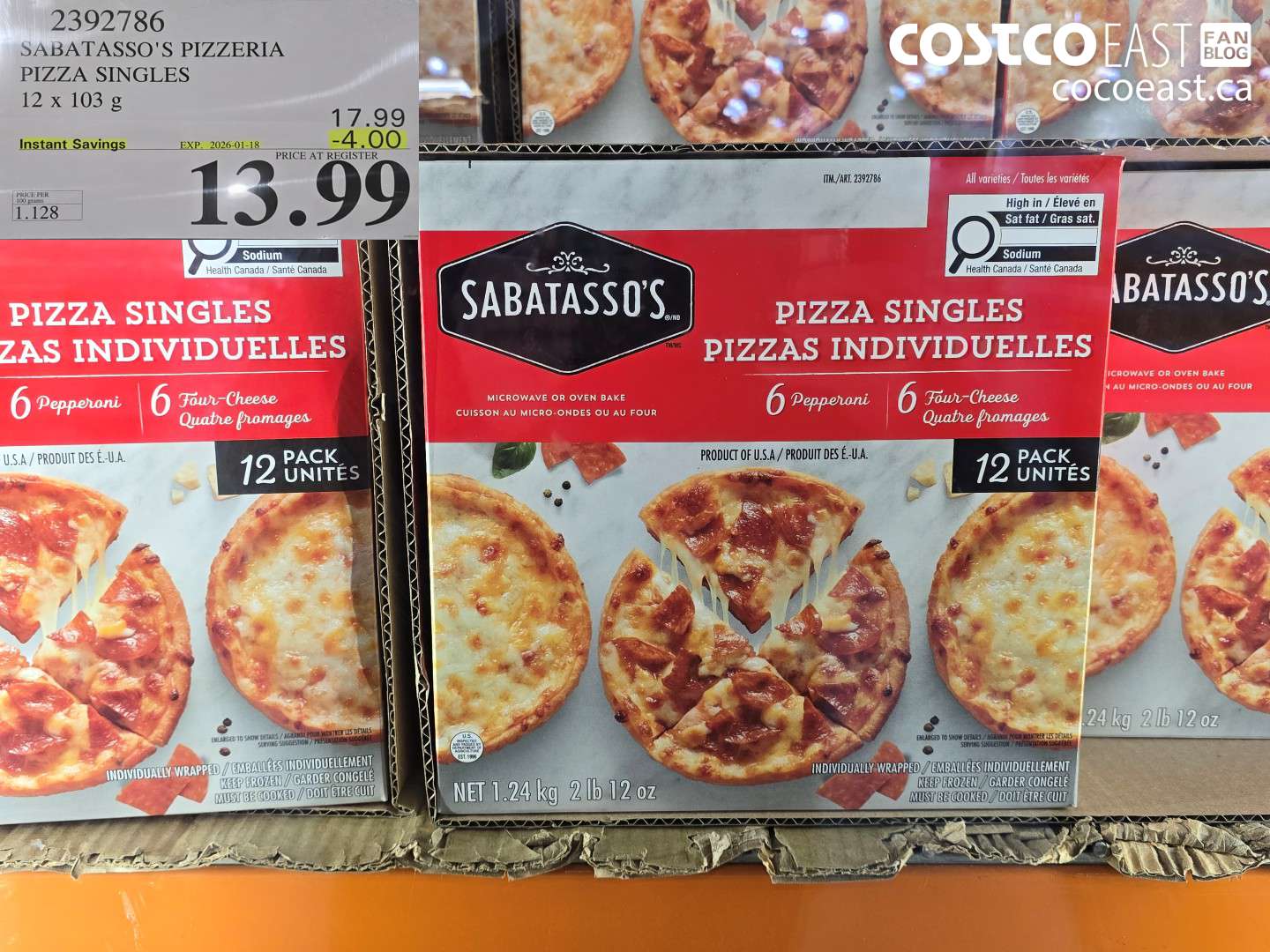 2392786 SABATASSO'S PIZZERIA PIZZA SINGLES 12x103 G ($4.00 INSTANT SAVINGS EXPIRES ON 2026-01-18) $13.99