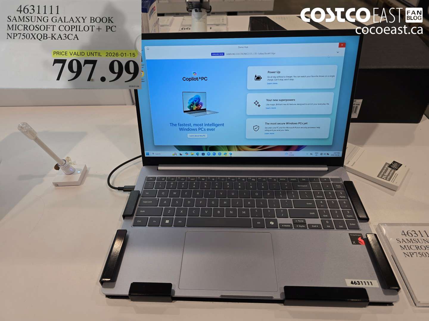 4631111 SAMSUNG GALAXY BOOK MICROSOFT COPILOT+ PC NP750XQB-KA3CA $797.99