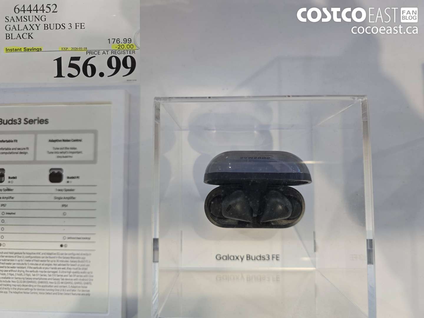 6444452 SAMSUNG GALAXY BUDS 3 FE BLACK ($20.00 INSTANT SAVINGS EXPIRES ON 2026-01-18) $156.99