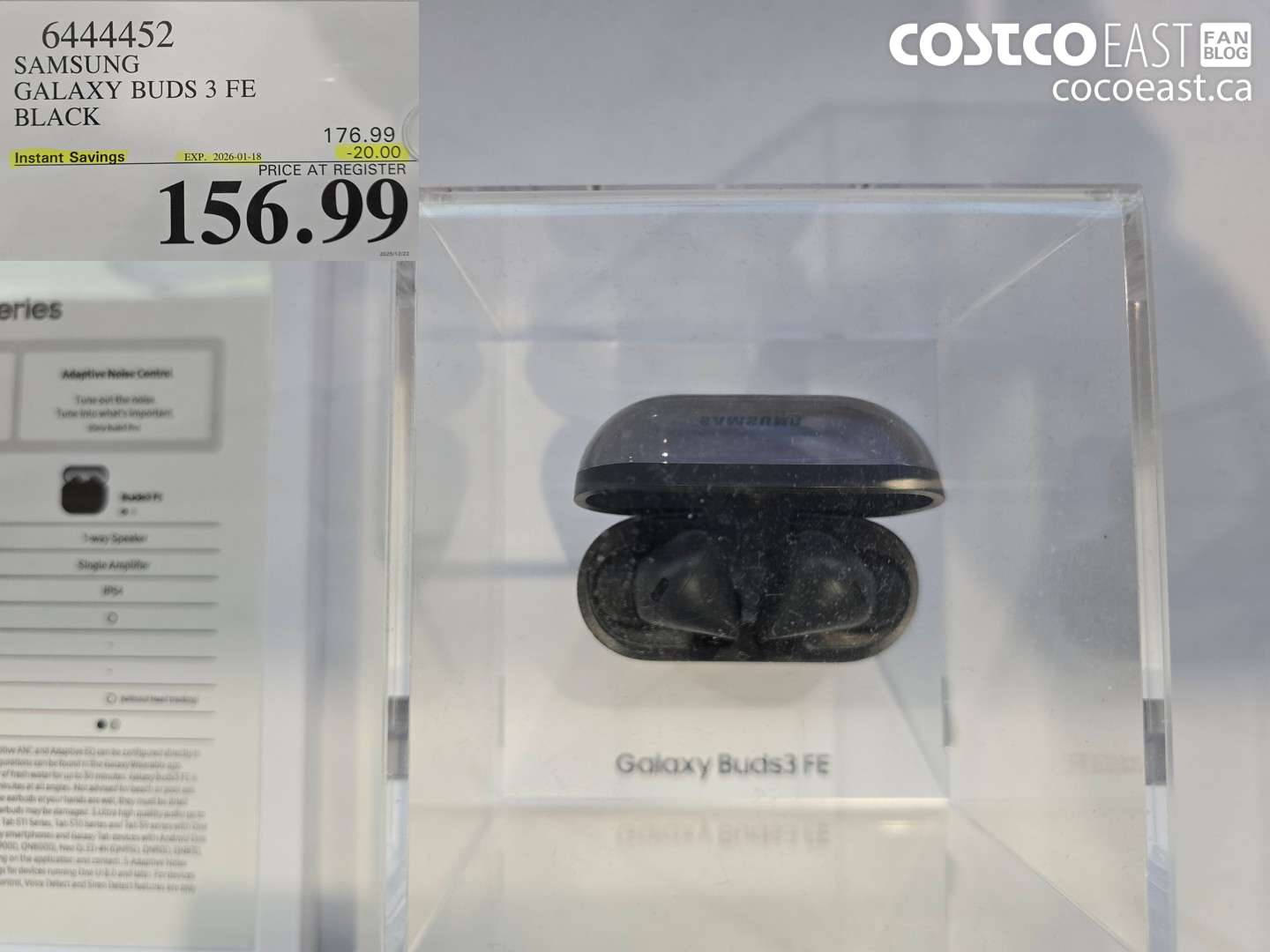 6444452 SAMSUNG GALAXY BUDS 3 FE BLACK ($20.00 INSTANT SAVINGS EXPIRES ON 2026-01-18) $156.99