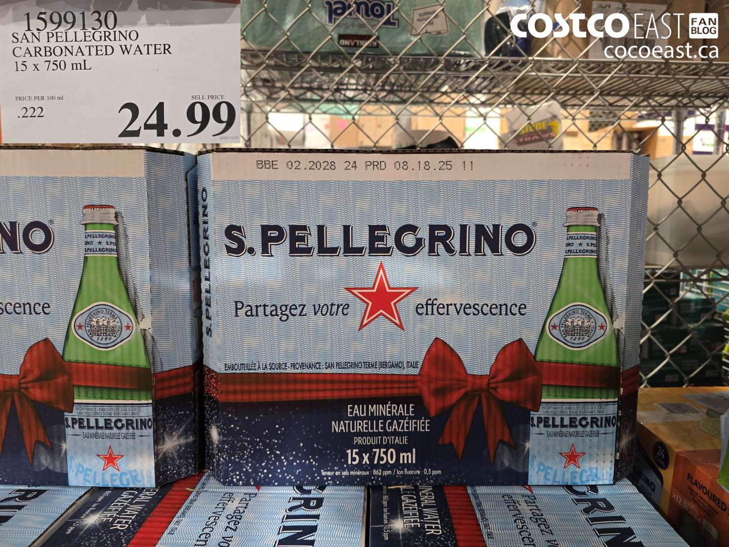 1599130 SAN PELLEGRINO MINERAL WATER 15 x 750 mL $24.99