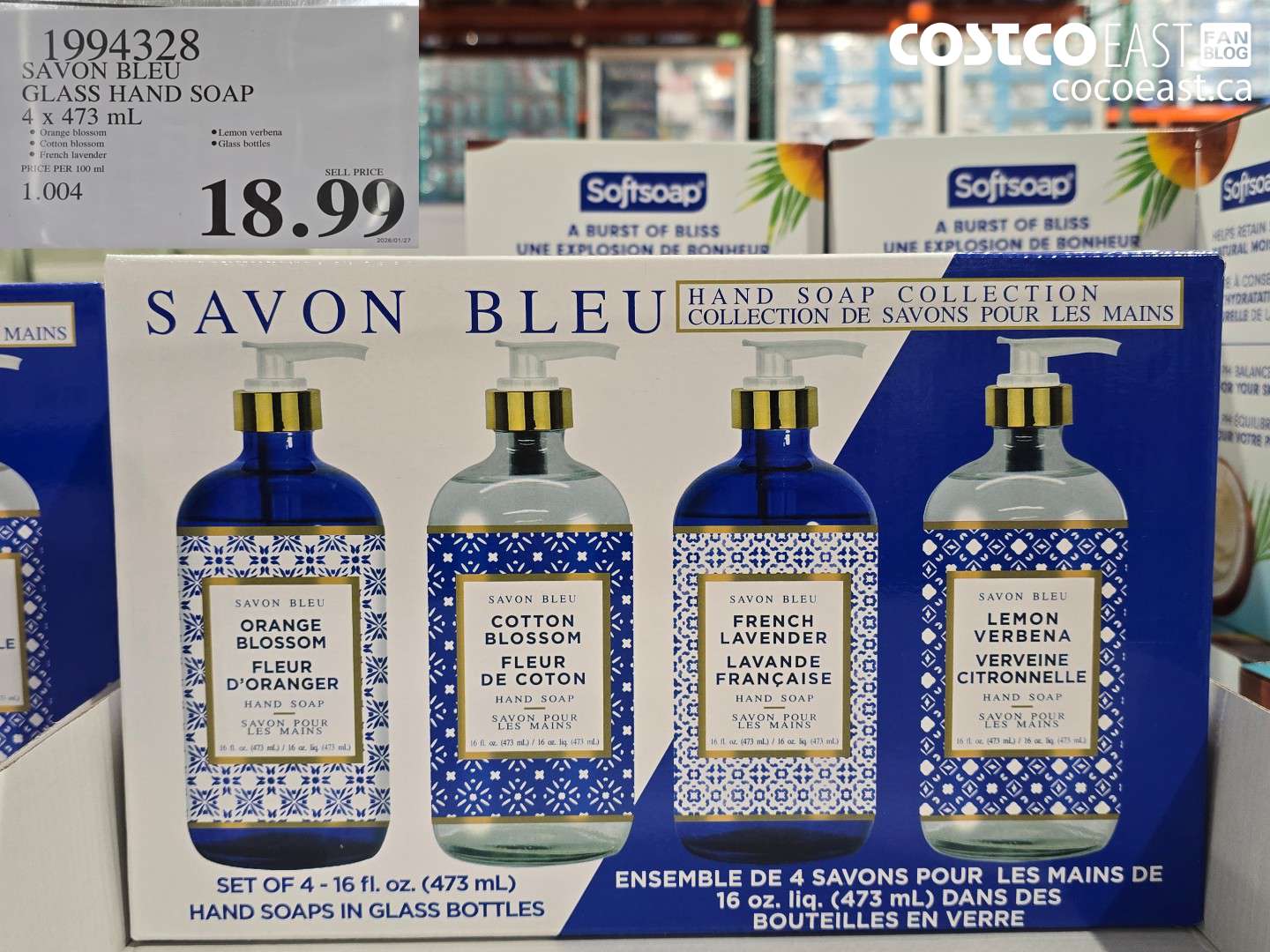 1994328 SAVON BLEU GLASS HAND SOAP 4 x 473 mL $18.99