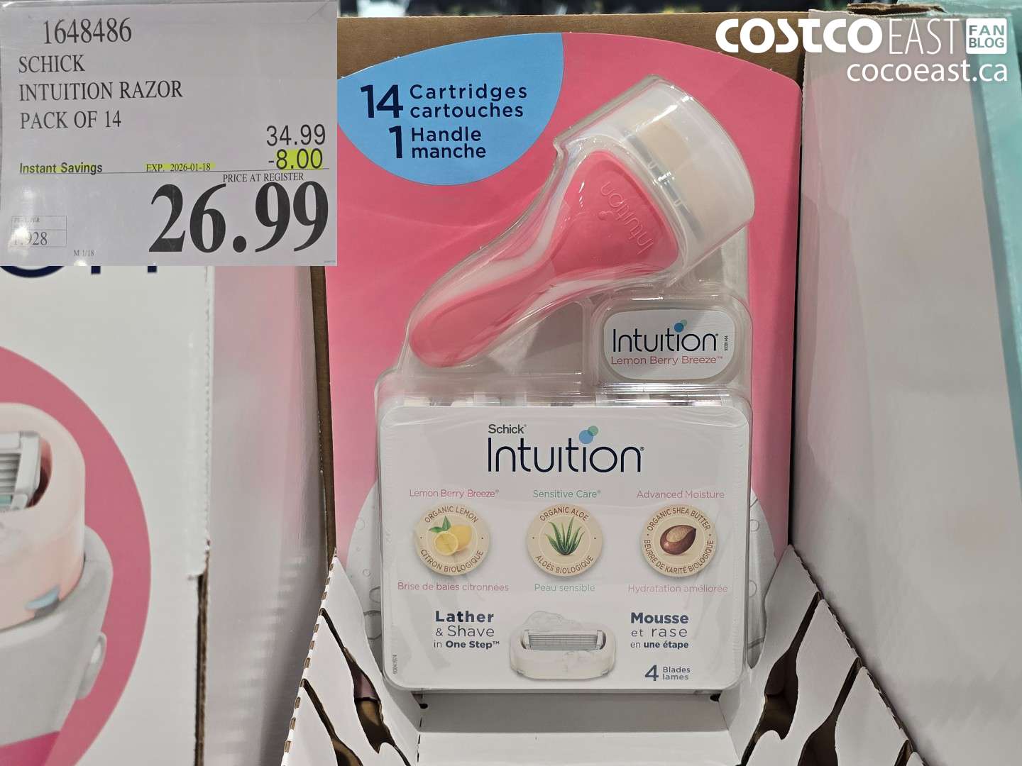 1648486 SCHICK INTUITION RAZOR PACK OF 14 ($8.00 INSTANT SAVINGS EXPIRES ON 2026-01-18) $26.99