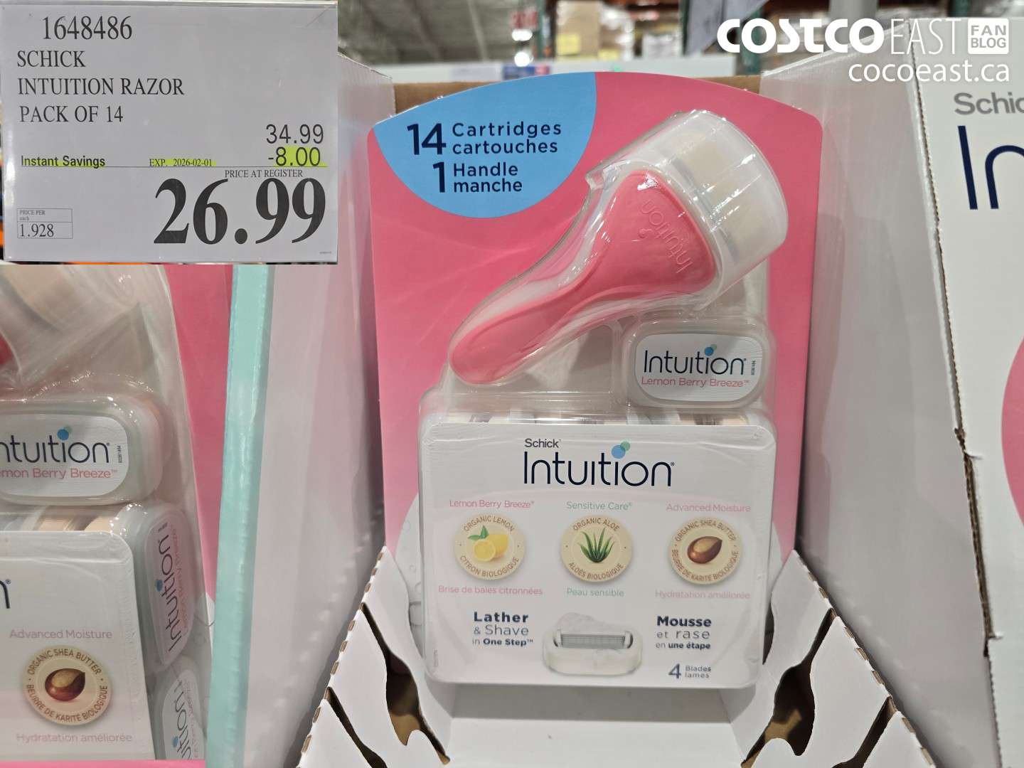 1648486 SCHICK INTUITION RAZOR PACK OF 14 ($8.00 INSTANT SAVINGS EXPIRES ON 2026-02-01) $26.99