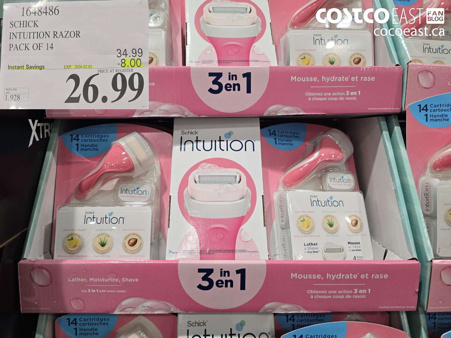 1648486 SCHICK INTUITION RAZOR PACK OF 14 ($8.00 INSTANT SAVINGS EXPIRES ON 2026-02-01) $26.99