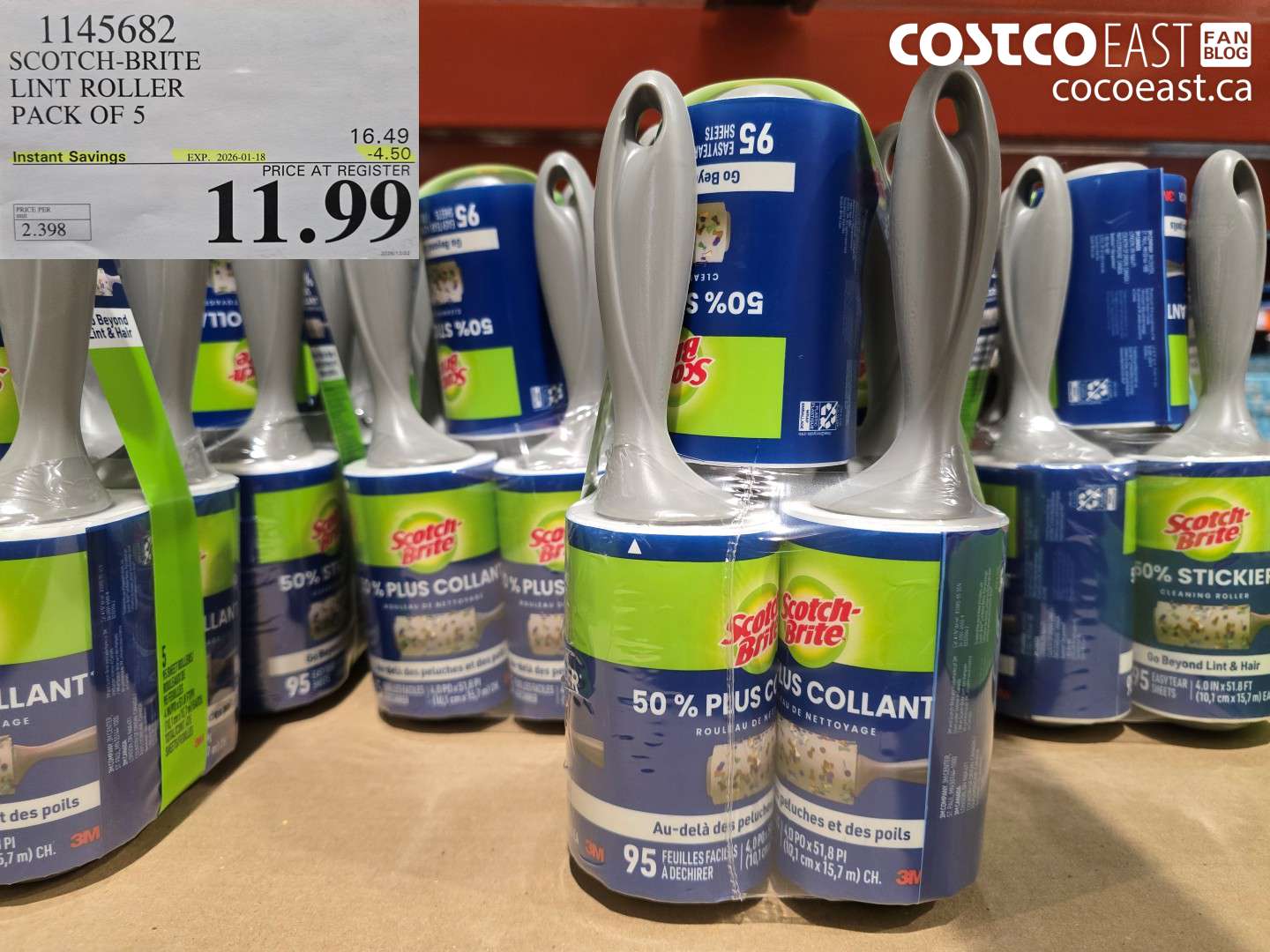 1145682 SCOTCH-BRITE LINT ROLLER PACK OF 5 ($4.50 INSTANT SAVINGS EXPIRES ON 2026-01-18) $11.99