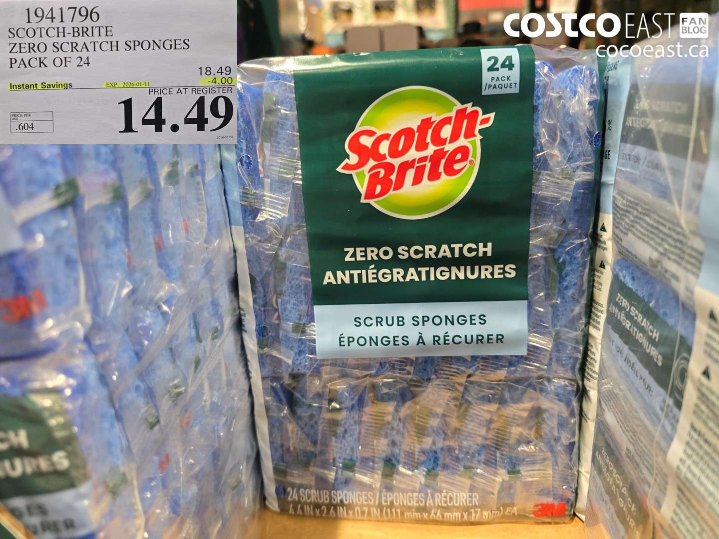 1941796 SCOTCH-BRITE ZERO SCRATCH SPONGES PACK OF 24 ($4.00 INSTANT SAVINGS EXPIRES ON 2026-01-11) $14.49