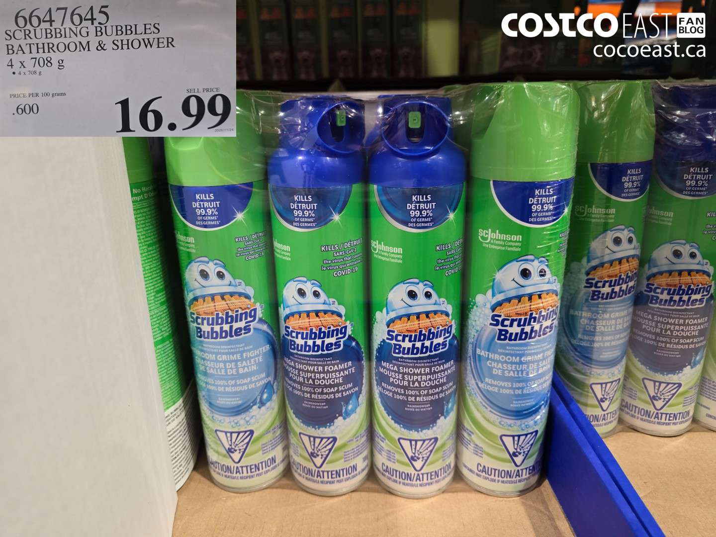 6647645 SCRUBBING BUBBLES BATHROOM & SHOWER 4 X 708 G $16.99