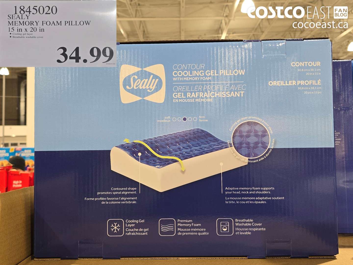 1845020 SEAL MEMORY FOAM PILLOW 15 in x 20 in $34.99